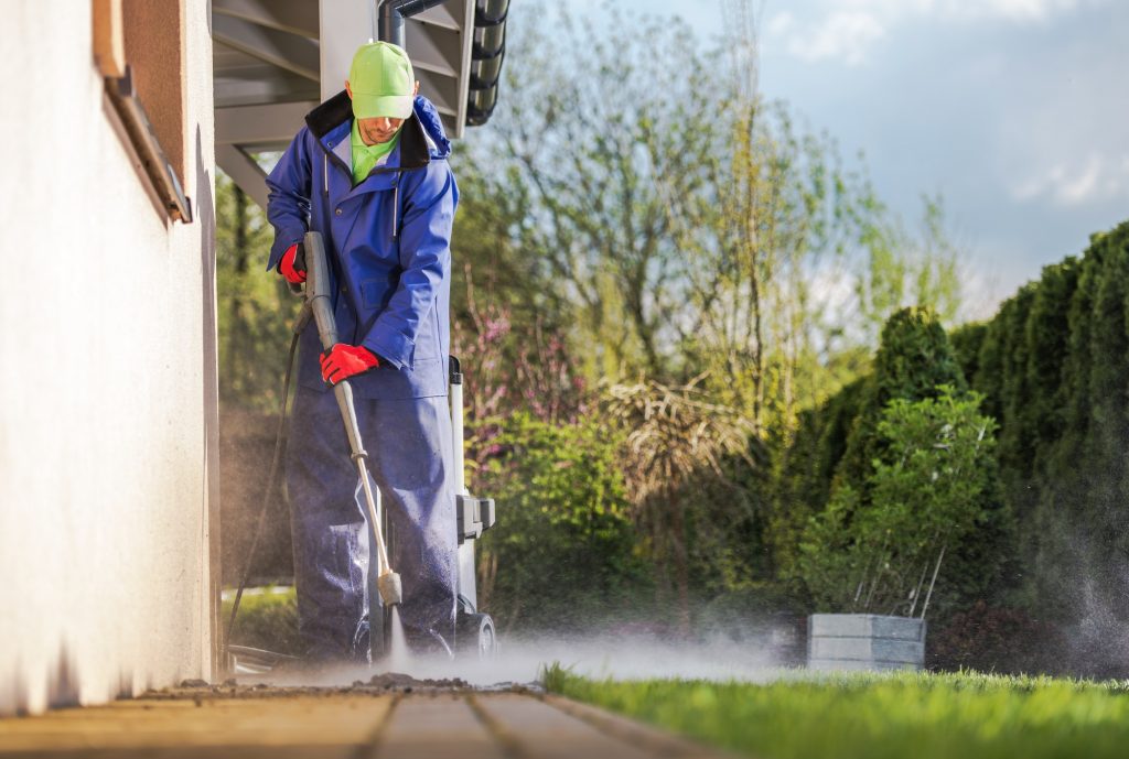 Backyard Brick Pressure Wash